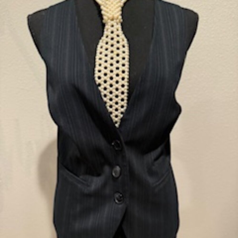 LANE BRYANT WOMEN'S ACAREER VEST NAVY PINSTRIPES